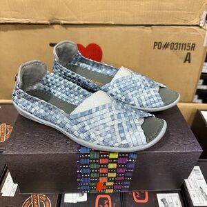 Bernie Mev Dream Woven Blue Silver Flats Sandals US 8 EU 39